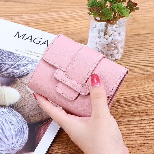 Wallet Women Lady Short Women Wallets Red Color Mini Money Purses Small Fold PU Leather Female Coin Purse Card Holders