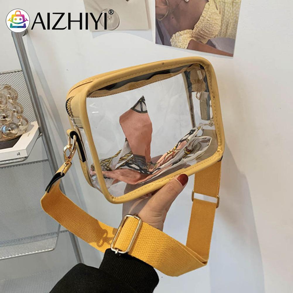 PVC Clear Crossbody Bags for Women Men Stadium Approved Transparent Shoulder Handbag Small Square Phone Bag Outdoor Wallet Purse