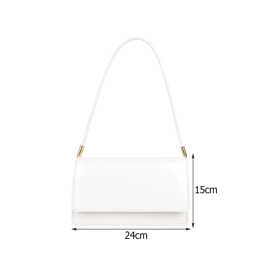 Patent PU Leather Women Underarm Bag Fashion Ladies Solid Color Shoulder Bag Female Small Flap Shopping Handbags Messenger Bag