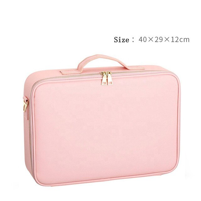 Female Leather Makeup Bag Large Artist Beauty Travel Makeup Storage Case Cosmetic Bag High Quality Professional Make Up Box