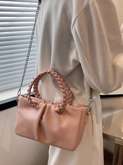 Weaving Top Handle Women&#39;s Bag Shoulder Fashion Chain Crossbody Bags for Women Luxury Design Pu Leather Solid Female Handbags