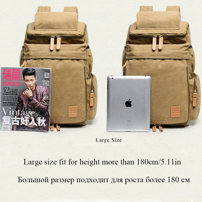 Large Capacity Men Vintage Travel Climb Laptop Backpack Wash Canvas Backpack Male Retro Casual Rucksack Teenagers School Bags