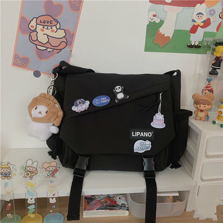 Fashion Shoulder Bags for School Teens Fun Anime Cartoon Large Size Crossbody Bag for Girl Canvas Hip Hop