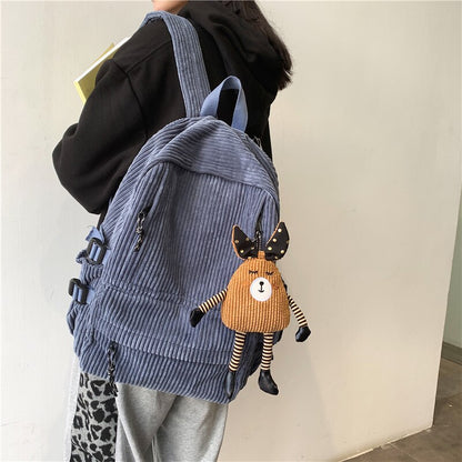 Kawaii Corduroy women Backpack Harajuku Cartoon Cute Japanese School bag for teenager Girls Y2K Large capacity Women Backpacks