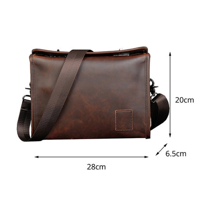 Crazy Horse PU Leather Men Briefcase Brand Luxury Men&#39;s Messenger Bag Male Laptop Bag Business Fashion Shoulder Bags Travel Bag