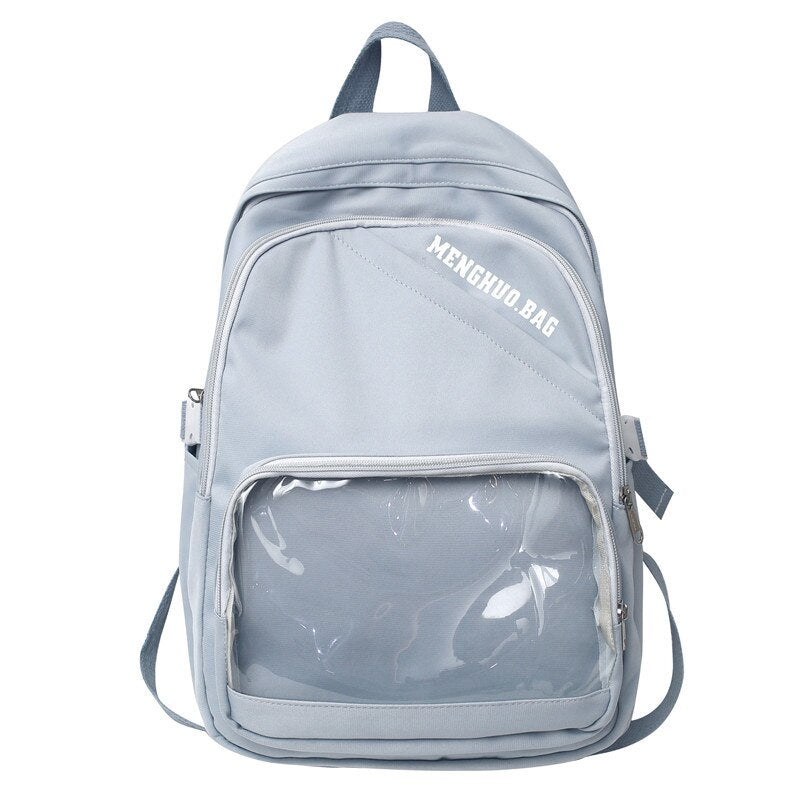 Ita Bag Women Laptop School Backpack with Clear Pocket for Pin Display Teen Girl Kawaii Transparent empty Ita Backpack