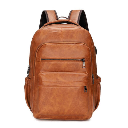 Hi-Q Men Backpack PU Leather Bagpack Large Laptop Backpacks Male Mochilas Casual Schoolbag For Teenagers Boys Brown Black