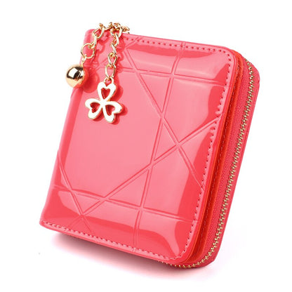 Hot Coin Purse Short 3 Folding Small Wallet Women Credit Card Holder Case Lady Patent Leather Case Money Bag Cute Wallet