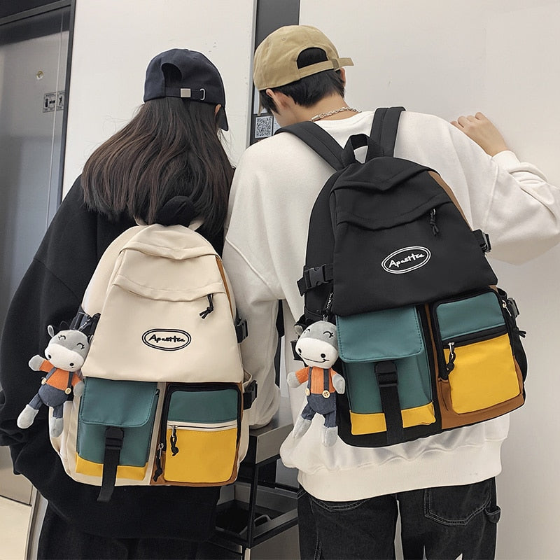 Korean Style Couples Backpack Women Large Capacity Travel Backpack Multi-Pocket Laptop Bags for Teenage Boys Waterproof Mochilas