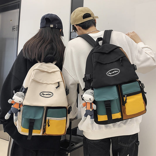 Korean Style Couples Backpack Women Large Capacity Travel Backpack Multi-Pocket Laptop Bags for Teenage Boys Waterproof Mochilas