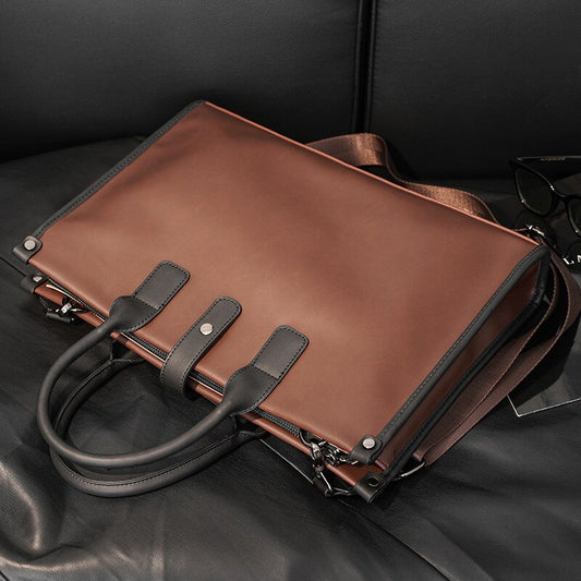 Xiao.p Fashion Men&#39;s High Quality Pu Leather Business Briefcase Casual Document Bag Computer Bag Crossbody Bag One Shoulder Bag