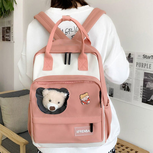 DCIMOR New Portable Nylon Women Backpack Female Cute Ring Buckle Travel Bag Teenage Girl Transparent Schoolbag Fashion Bookbag