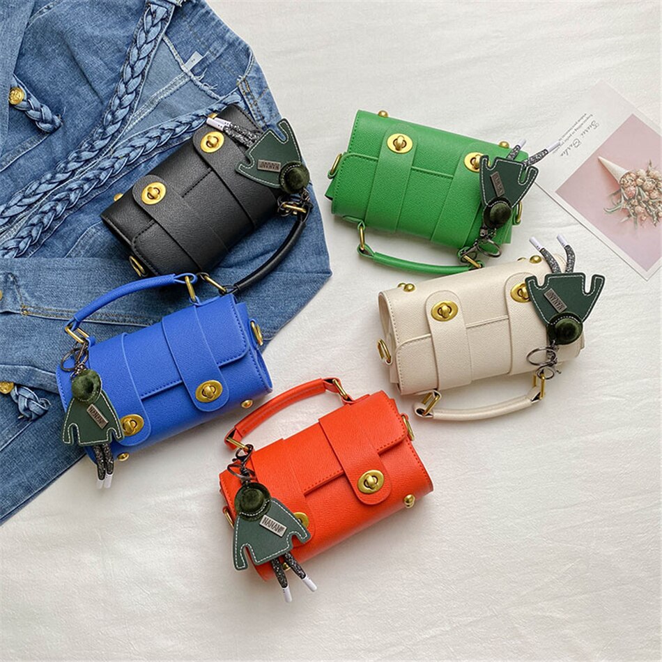 2 Lock Small Women&#39;s Boston Bag Luxury Purses and Handbags Luxury Pendant Crossbody Bag PU Leather Shoulder Bags for Women Mini