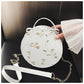 Female Sweet Lace Heart Round Handbags High Quality PU Leather Cross Body Bags for Women Small Fresh Flower Chain Shoulder Bags