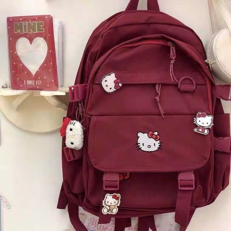 Backpacks for Women Cute Backpack High School Students Large Capacity Soft Girl Cute Hello Kitty Backpack Campus Schoolbag Women