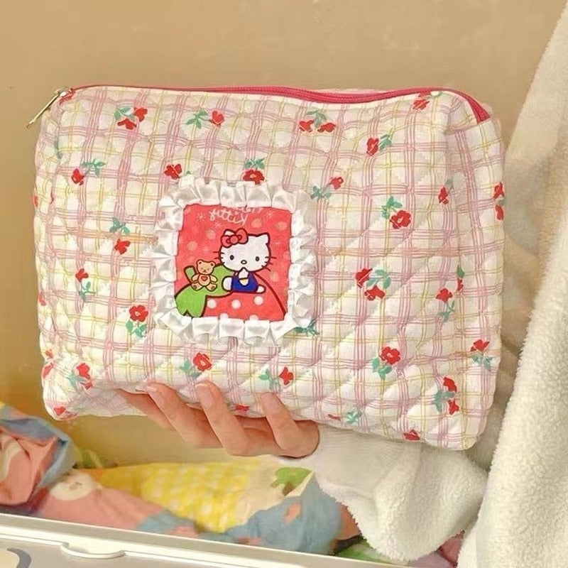 Hello Kitty Cute Cosmetic Bags Storage Box Sanrio Make Up Case Lipstick Bag Kawaii Anime Pencil Pouch Makeup Purse Organizer