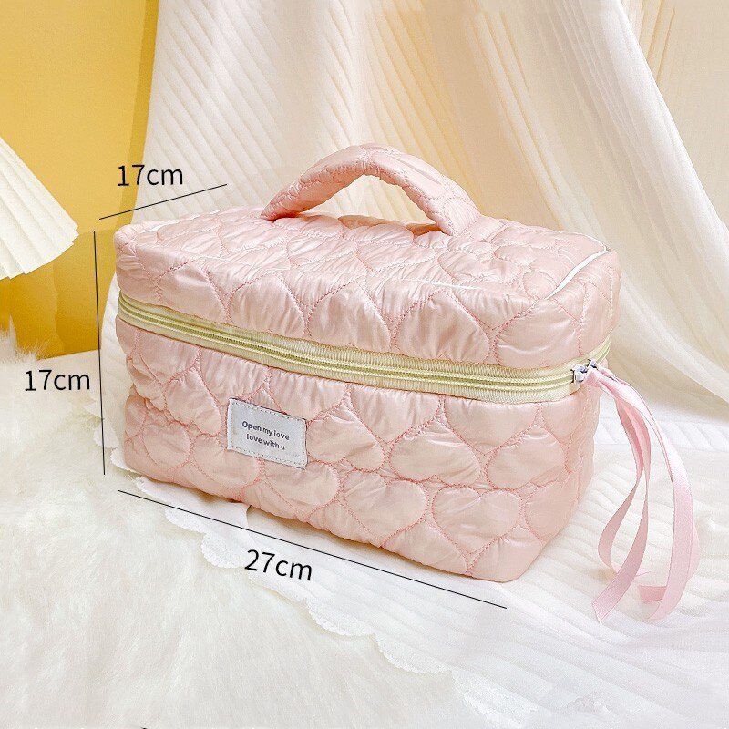 PURDORED 1 Pc  Solid Color Soft Makeup Bag for Women Zipper Large Female Cosmetic Bag Travel Make Up Toiletry Bag Washing Pouch