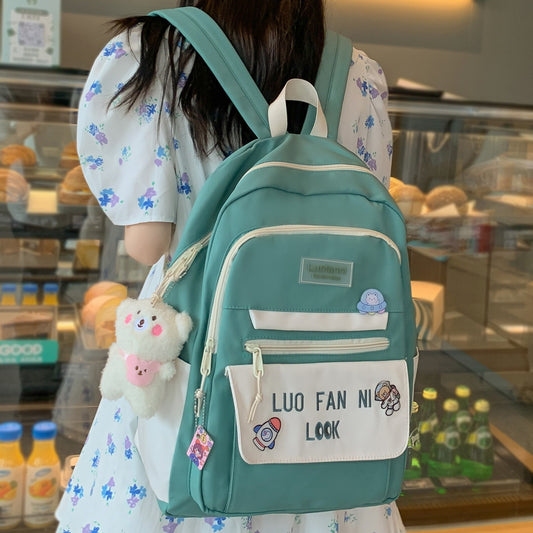 Girl Travel Green Harajuku High Capacity Book Backpack Lady Kawaii Bag Female Laptop College Packet Fashion Women SchoolBag New