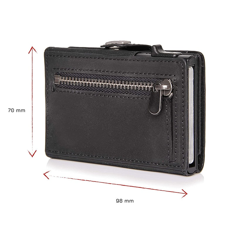 Genuine Leather Rfid Card Holder Men Wallets Slim Thin Coin Pocket Wallet Money Bags Luxury Mini Metal Wallet Male Purses Walet