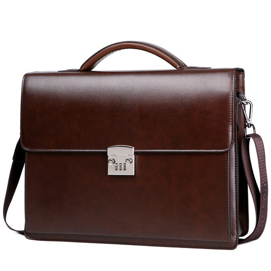 New Male Password Lock Briefcase Diagonal Package PU Leather Laptop Business Bag Men Shoulder Messenger Luxury Handbags Maleta