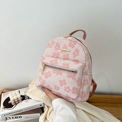 Fashion Women Mini Backpack Flower Print Pure Small Backpacks Canvas Student School Bag for Girls Portable Shoulder Rucksack New