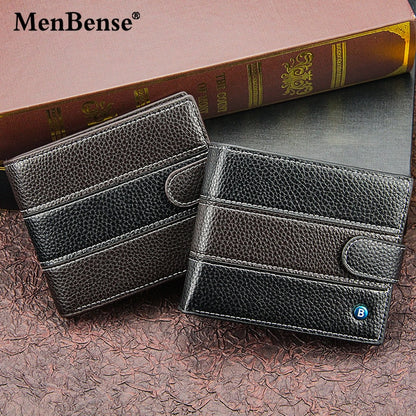 New Genuine Leather Men Wallets Premium Product Real Cowhide Wallets for Man Short Black Walet Portefeuille Homme Business