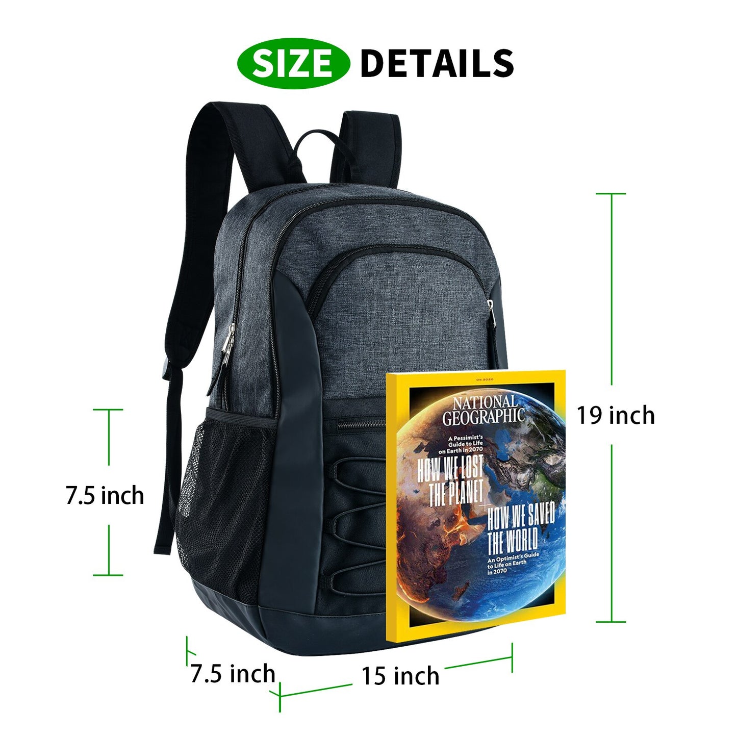 iFARADAY Large 21L  Capacity Backpack Men Laptop Backpacks  Polyester Solid High School Bags Teen College Boy Gril Student