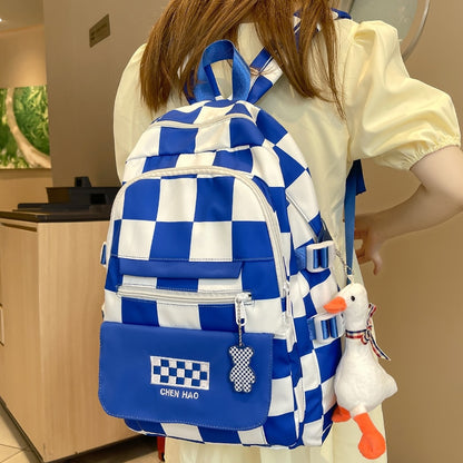 Fashion Female Waterproof Laptop Plaid Student Bag Lady College Backpack Cool Girl Travel Book Backpack Women Lattice School Bag