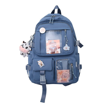 28GD Women Girls Student Cute Backpack Harajuku Japanese Style Aesthetic Multi-Pocket School Bag with Pendant Laptop Book Pack