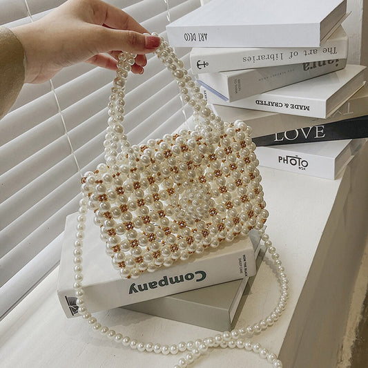 Mini Pearl Bags Fashion Handmade Beaded Women Evening Party Cluthes Shoulder Crossbody Bags Coin Purse Ladies Small Handbags