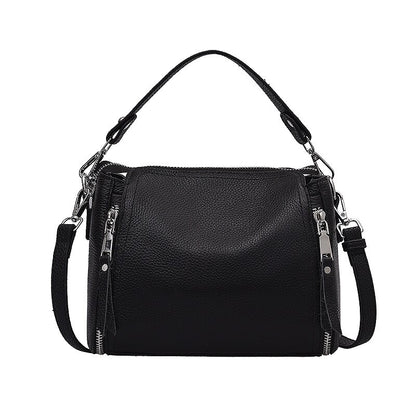 Fashion Trendy Luxury Bucket Soft Genuine Leather 100% Shoulder Bag Women Casual Tassel Sling Bags Black Designer Handbag Sac