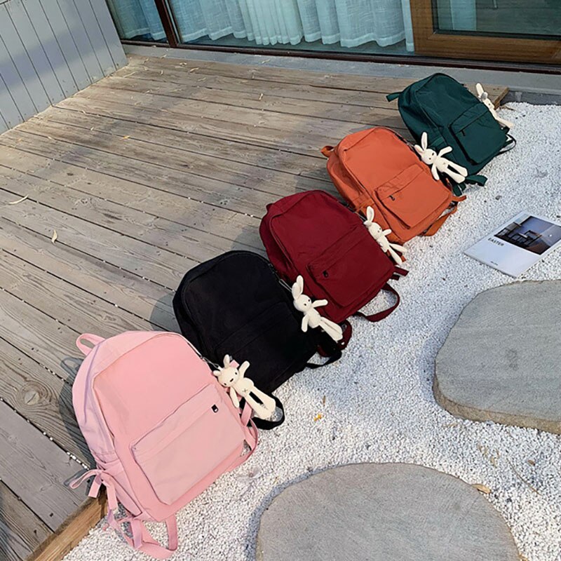 Outdoor Travel Nylon School Backpack Women&#39;s Backpacks for Teenagers Girl Large Capacity Women Bag Solid Color Schoolbag Mochila