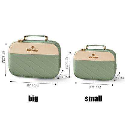 Portable Cosmetic Bag Women Solid Large Capacity Travel Makeup Bags with Mirror Ins Fashion Business Beauty Storage Box Female