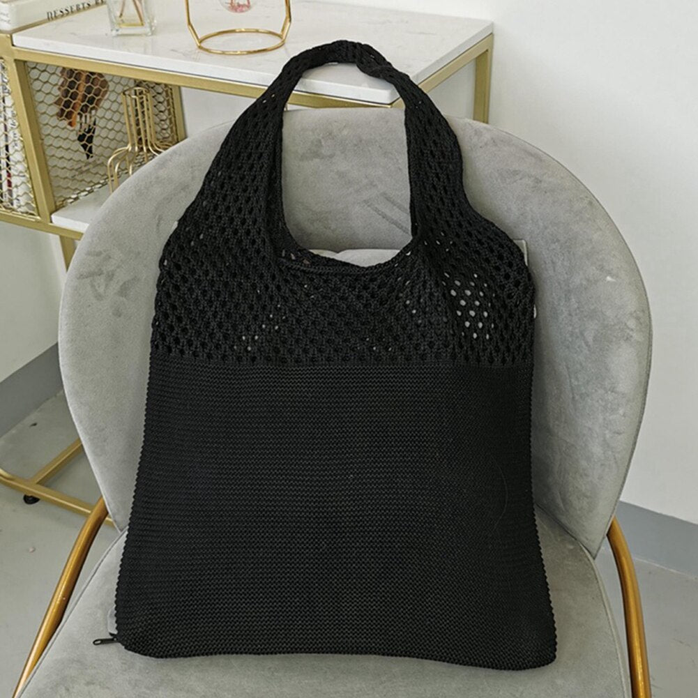 Casual Women Shoulder Bags Woven Designer Knitted Braid Handbags Light Large Tote Summer Beach Shopping Bag Purse Sac Travel Bag