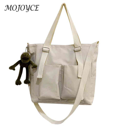 Fashion Zipper Nylon Handbags Large Capacity Pure Color Female Shoulder Bags Women Outdoor Business Traveling