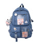 Preppy Style Students School Bags Transparent PVC Patchwork Women Backapck Casual Large Capacity Travel Rucksack with Pendant