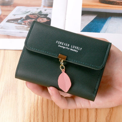 Women's Short Casual Leather Wallet Simple Small Three Fold Coin Purse Wallet Girl's Purses and Handbags Designer Bag