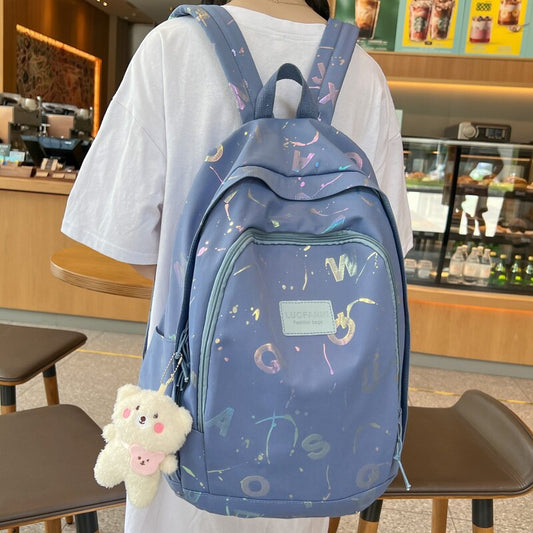 High Quality Letter Printing Waterproof Nylon Women Backpack Female Kawaii School Bag Big Laptop Backpacks Girl Travel Mochila