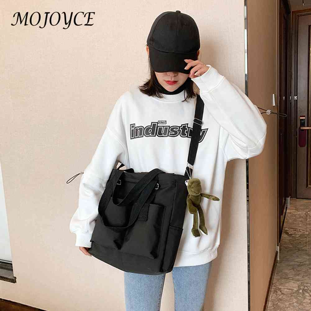 Fashion Zipper Nylon Handbags Large Capacity Pure Color Female Shoulder Bags Women Outdoor Business Traveling