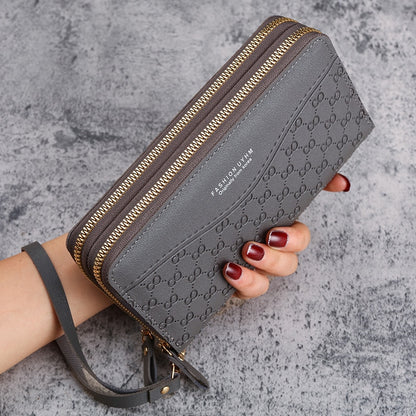 Double Zipper Pink Women Wallet High Quality PU Leather Fashion Female Long High Capacity Wallets Mobile Phone Carteira Feminina