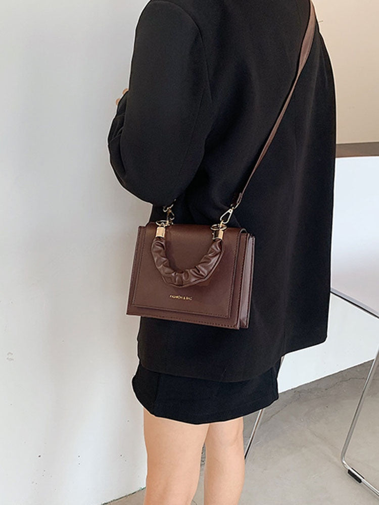 Designer Handbags Pu Leather Shoulder Crossbody Bag for Women Luxury Square Top Handle Women&#39;s Bags Solid Trend Female Totes New