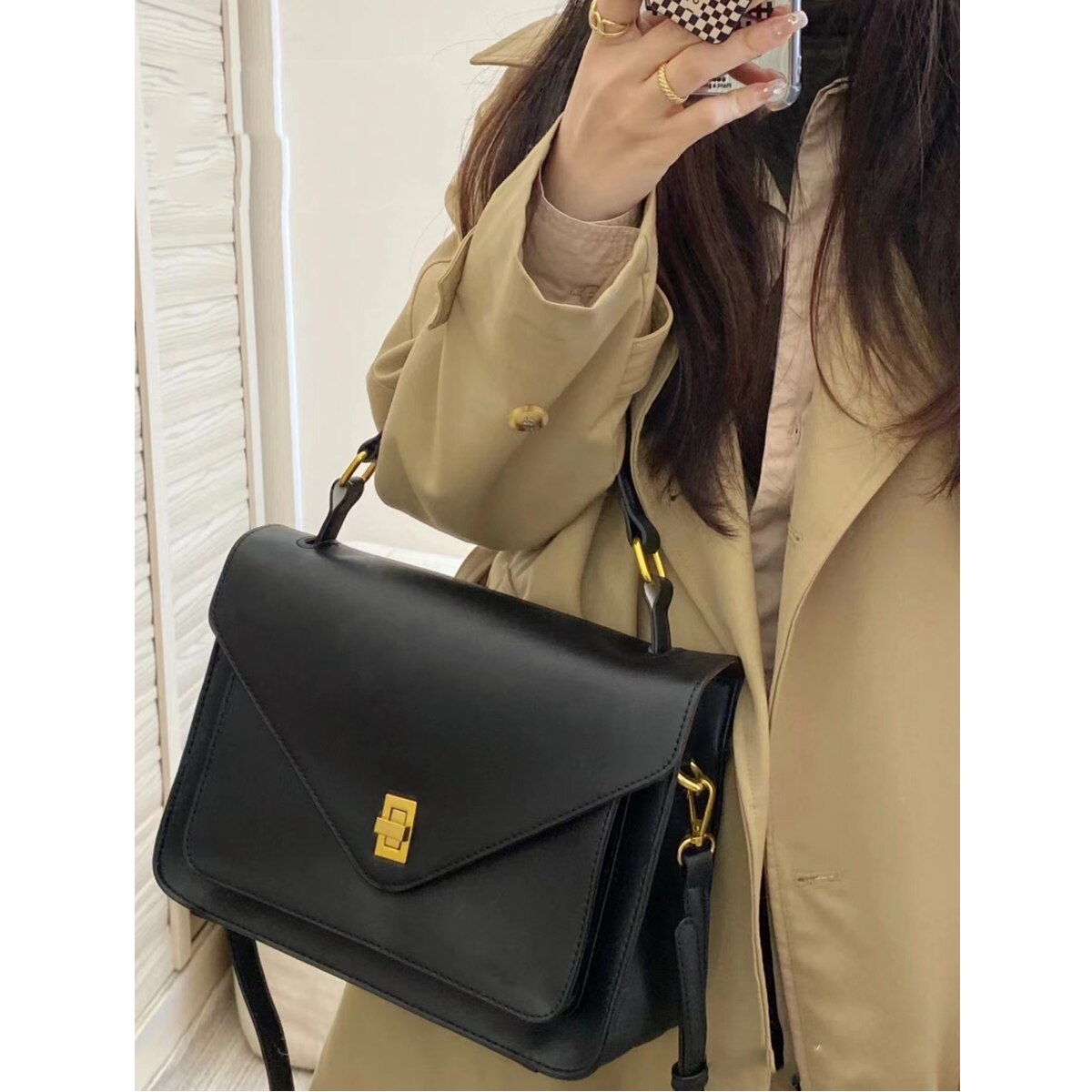 Preppy Style Women Shoulder School Bags PU Leather Large Briefcase vintage Lock catch big Totes Handbag For Girls messenger bags