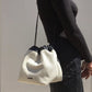 Niche Design Canvas Leather Dumpling Bag INS Drawstring Crossbody Shoulder Wonton Bucket Bag Dual-use Ladies