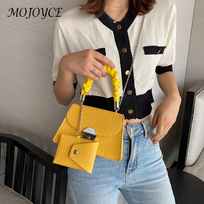 Youth Ladies Simple Versatile Bags Fashion Women Shoulder Handbag Stripe PU Pure Color Crossbody Phone Pouch