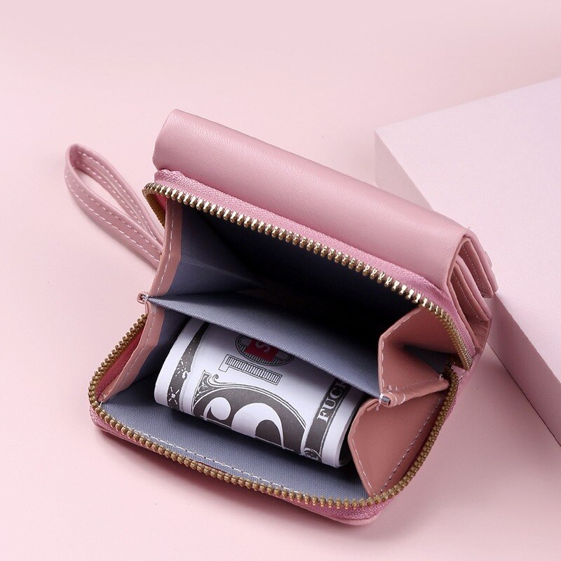 Cute Leather Small Wallet Women Luxury Brands Mini Purse Luxury New Heart Short Pink Wallets for Teen Girls Kids Christmas Gift