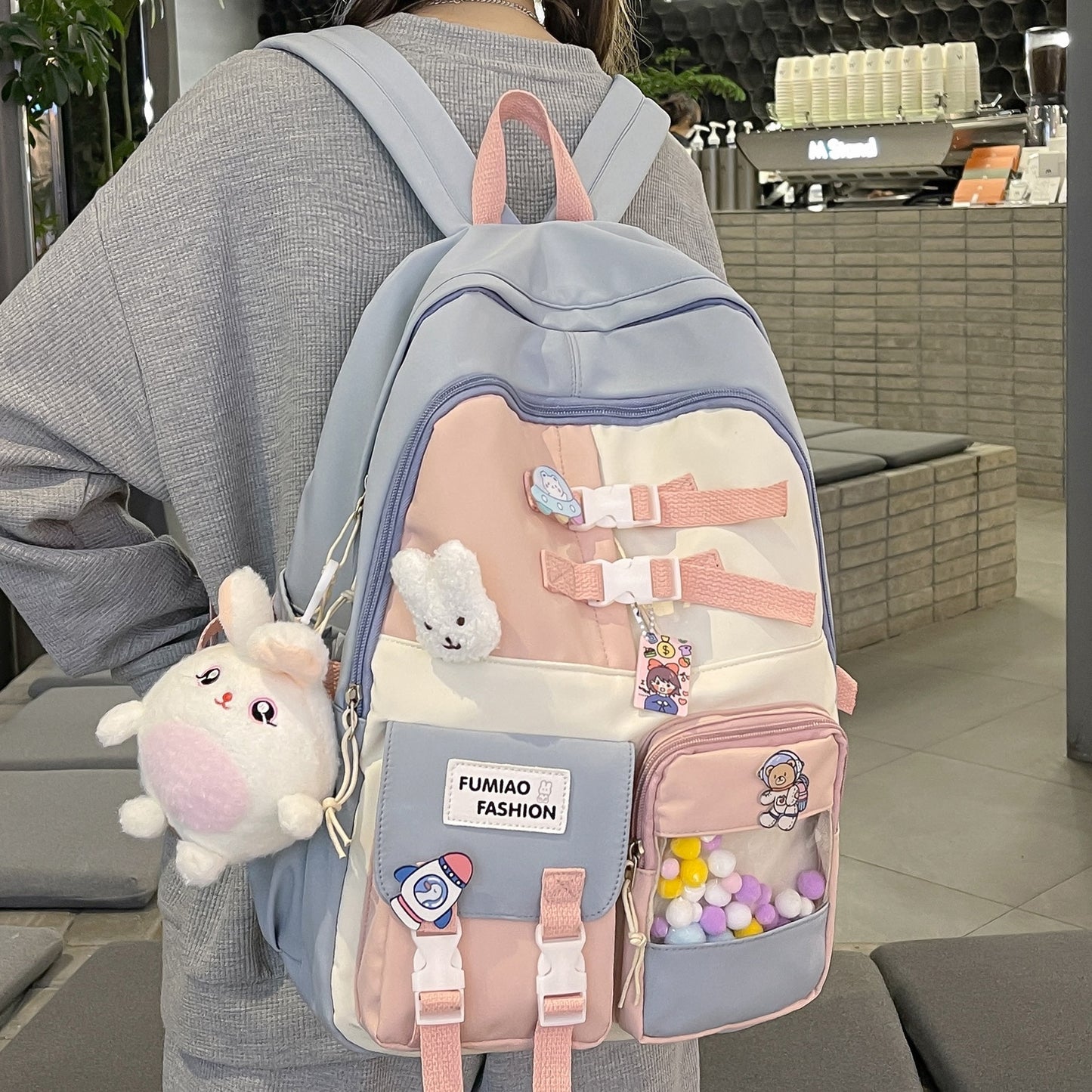 New Women Waterproof Cute Transparent Leisure School Bag Fashion Girl Travel Laptop Backpack Female Trendy Book Bag Lady College