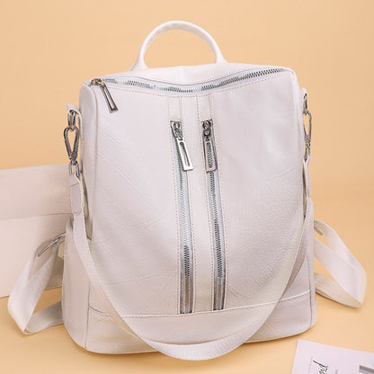 White Backpack For Women Leather Travel Rucksack Female Shoulder Book Bag multifunction Backbag ladies waterproof nylon bagpacks