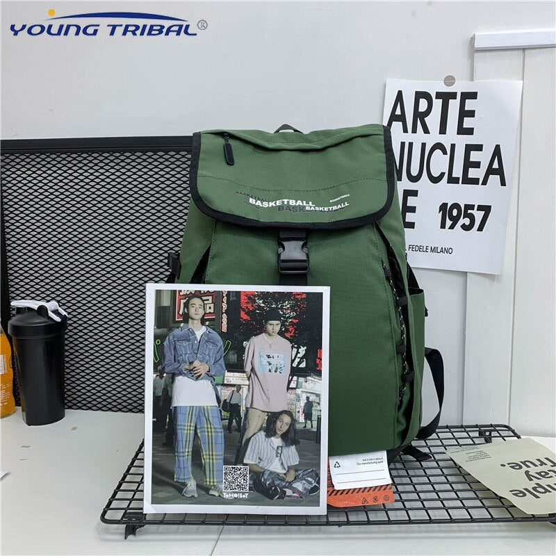 New Korean High Capacity Backpack Street Trend Travel Backbag Fashion Basketball Bag Men Casual Sports College Student Schoolbag
