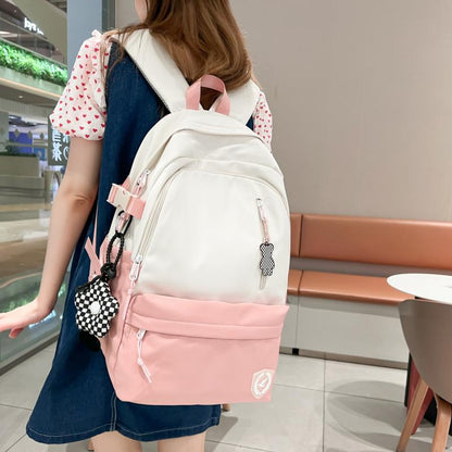 Panelled Pattern School Backpack Women&#39;s Backpacks for Teenagers Girls Large Capacity Casual Women Bag Schoolbag Mochila