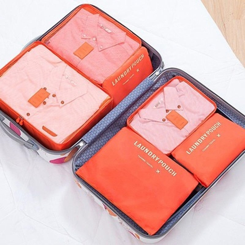 3/4/6pcs/set Compression Packing Cubes Travel Storage Bag Luggage Suitcase Organizer Set Foldable Waterproof Nylon Material